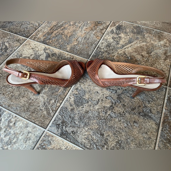 Prada Netted Slingback Lether Heels- Brown, Women’s Size 9.5 - Picture 1 of 13